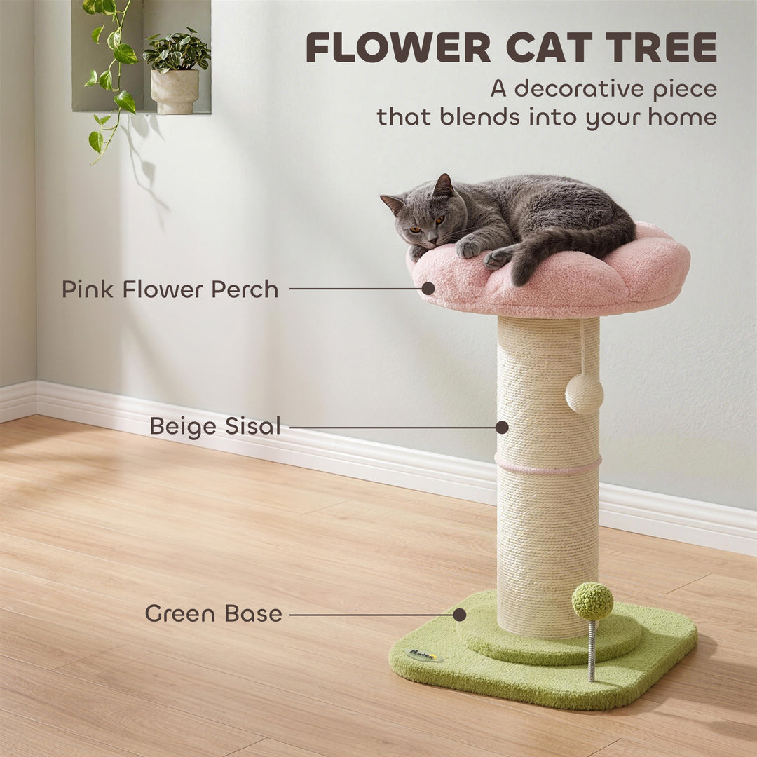 Cat Tree, Flower Cat Scratching Post with Thick Sisal Post, Dangling - view 4