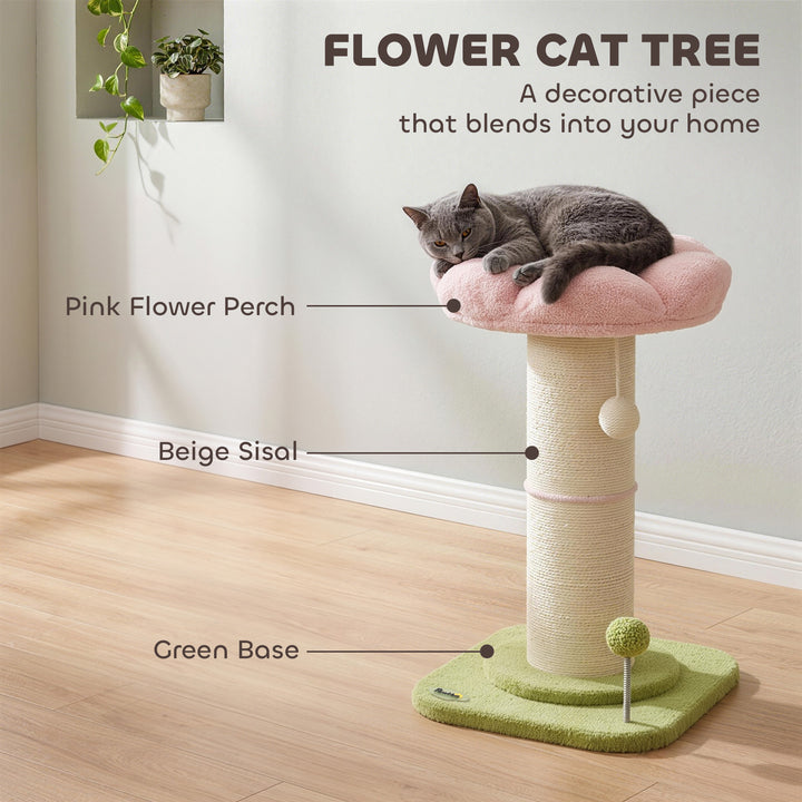 Cat Tree, Flower Cat Scratching Post with Thick Sisal Post, Dangling - view 4