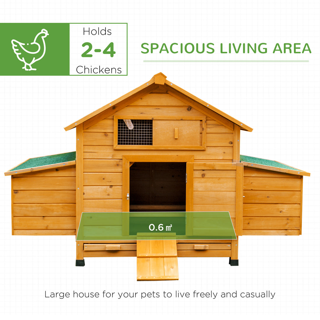 2 Piece Wooden Chicken Coop and Run Set, Poultry Run Cage with Nesting Box, Slide-Out Tray, for 4-8 Chickens, Yellow