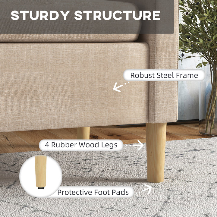 Modern Accent Chair, Comfy Fireside Chair, Upholstered Armchair for Living Room, Bedroom, Home Office, Beige