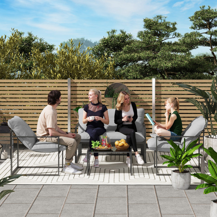Four-Piece Relaxed Back Garden Dining Set - Black/Light Grey