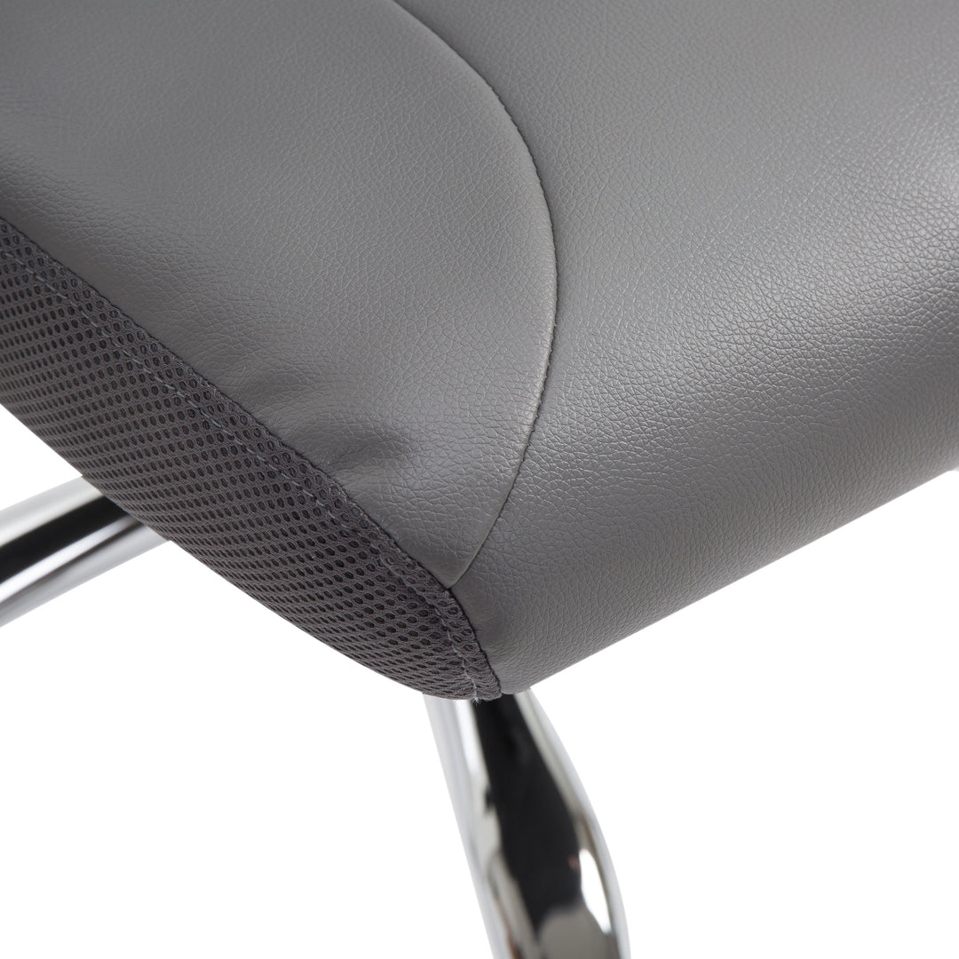 Office Chair, Computer Desk Chair, Mesh and PU Leather Swivel Chair with Adjustable Height and Rolling Wheels for Home Office Work Study, Grey