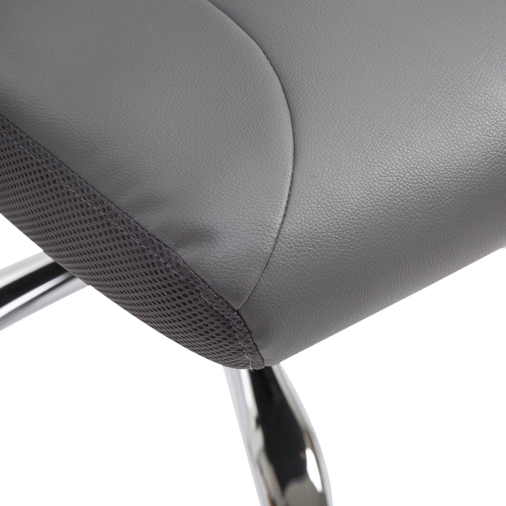Office Chair, Computer Desk Chair, Mesh and PU Leather Swivel Chair with Adjustable Height and Rolling Wheels for Home Office Work Study, Grey
