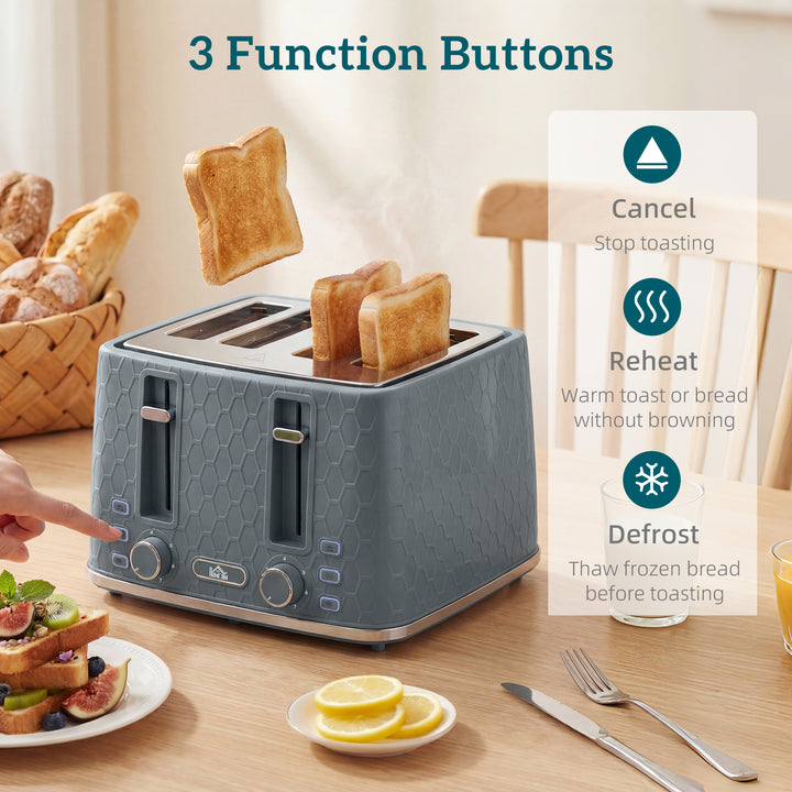 Kettle and Toaster Set, 1.7L 3000W Rapid Kettle with Strix Thermostat, 4 Slice Toaster with 7 Browning Controls