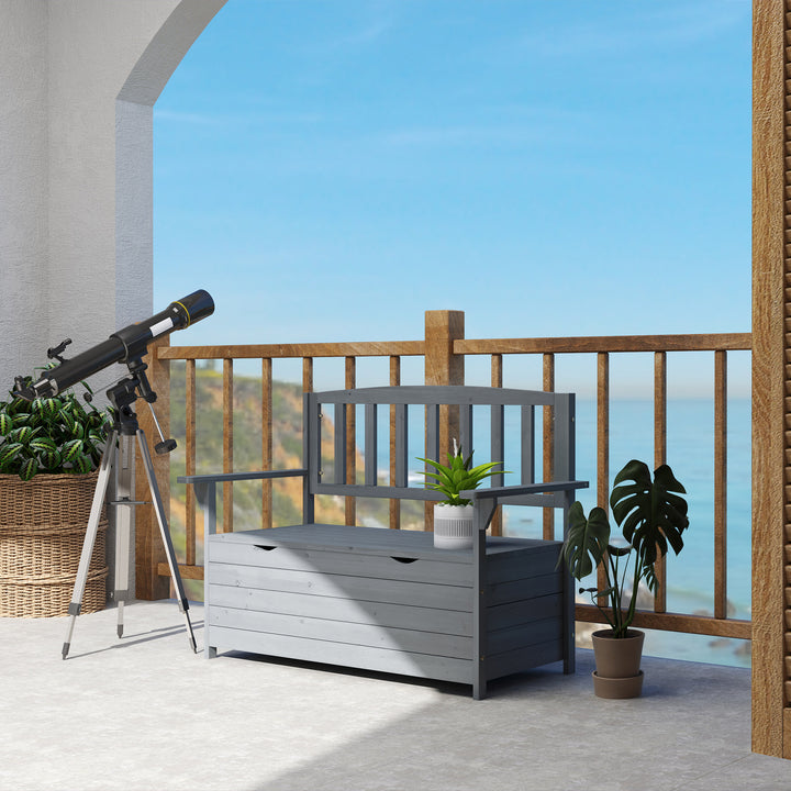 Two-Seater Garden Storage Bench - Grey