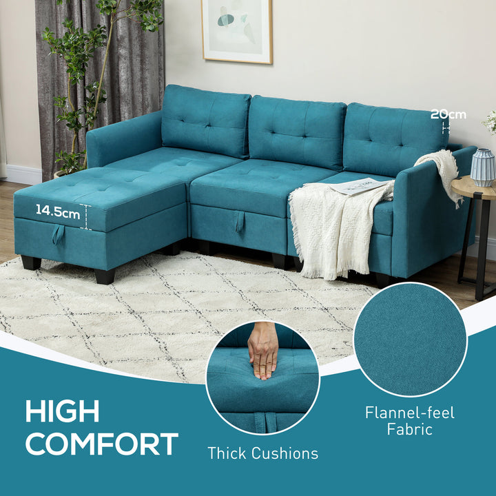 L' Shape Modular Sofa, with Storage - Light Blue