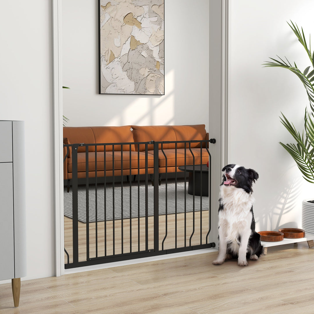 Wide Dog Safety Gate, with Door Pressure, for Doorways, Hallways, Staircases - 76H x 75-115W cm
