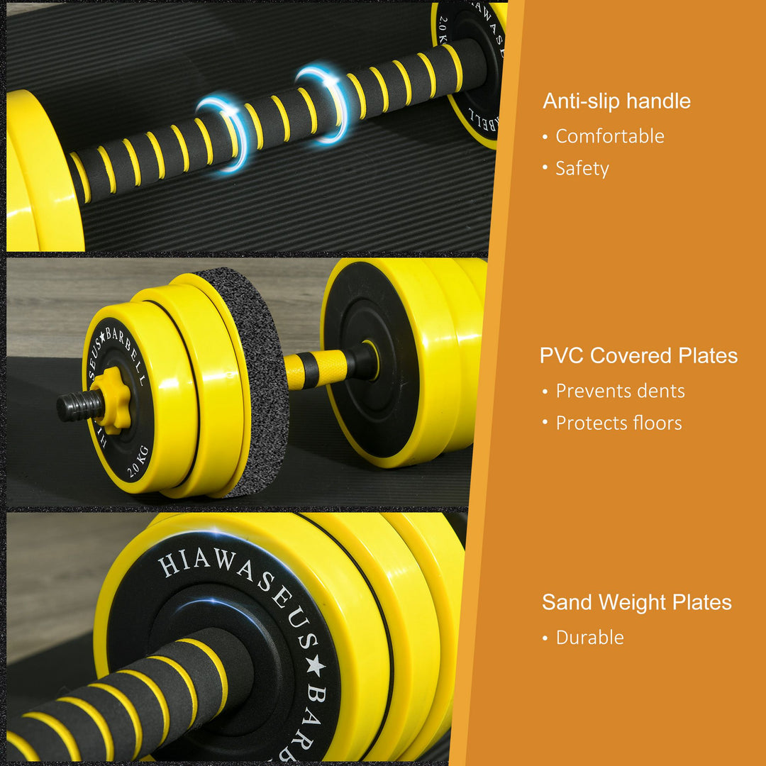 30KG Dumbbell & Barbell Adjustable Set Plate Bar Clamp Rod Home Gym Sports Area Exercise Ergonomic