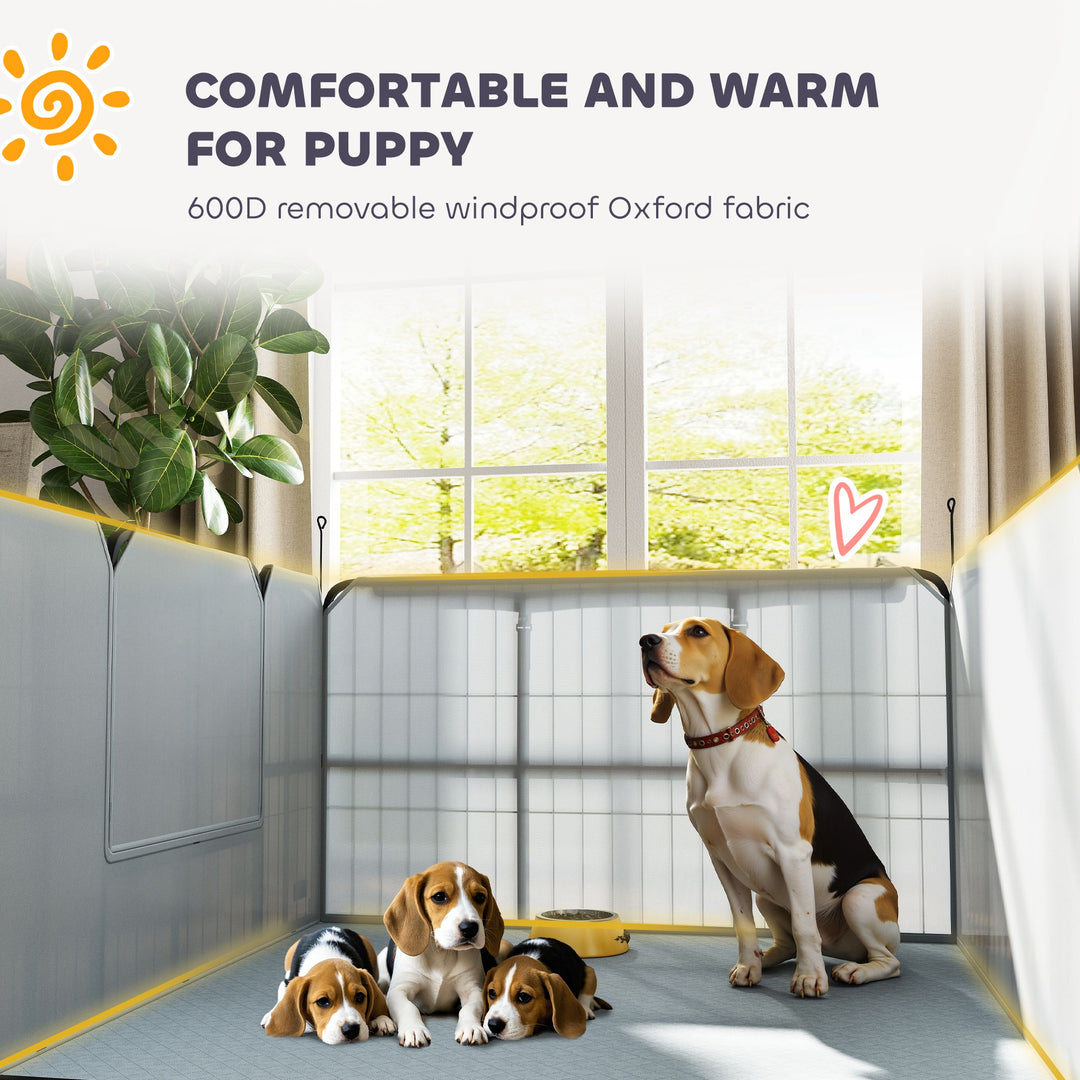 Steel Dog Whelping Box with Washable Whelping Pad, Wind-Resistant Clot