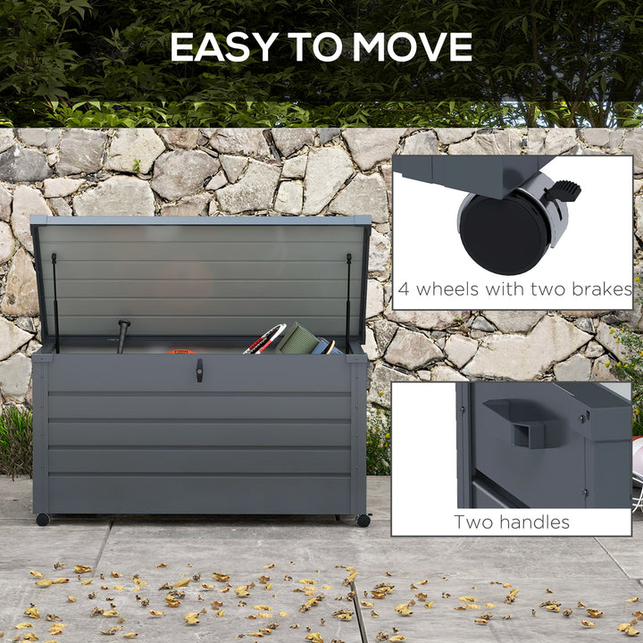 311L Galvanised Steel Garden Storage Box, with Lock - Dark Grey