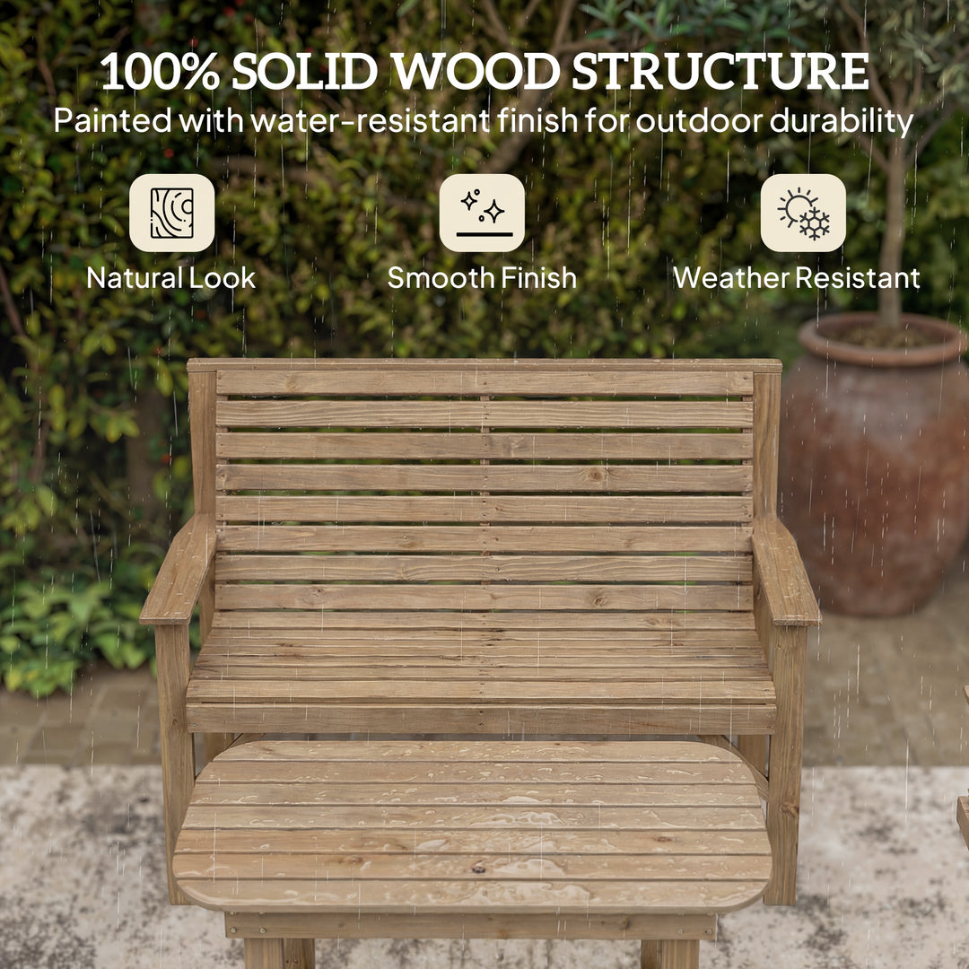 4 Piece Wooden Garden Furniture Set, Outdoor Garden Sofa Set with 2 Ar