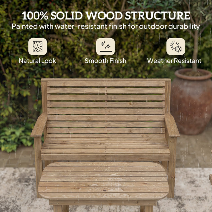 4 Piece Wooden Garden Furniture Set, Outdoor Garden Sofa Set with 2 Ar