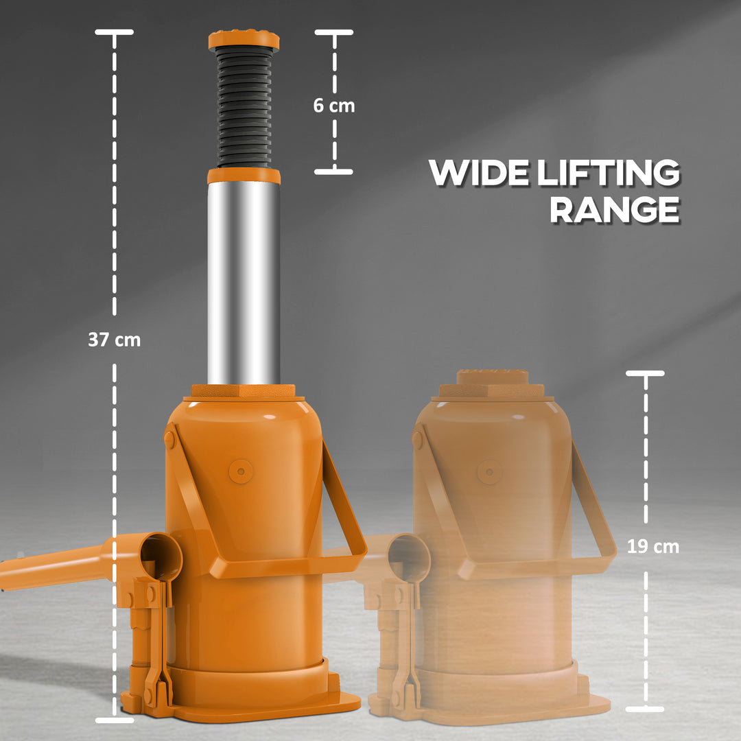 12 Tonne Hydraulic Bottle Jack with 19-37 cm Lifting Range, Heavy Duty Portable Compact Car Jack Lift with Saddle and 3 Section Handle for Pickup, Truck, Auto Repair Maintenance, Orange
