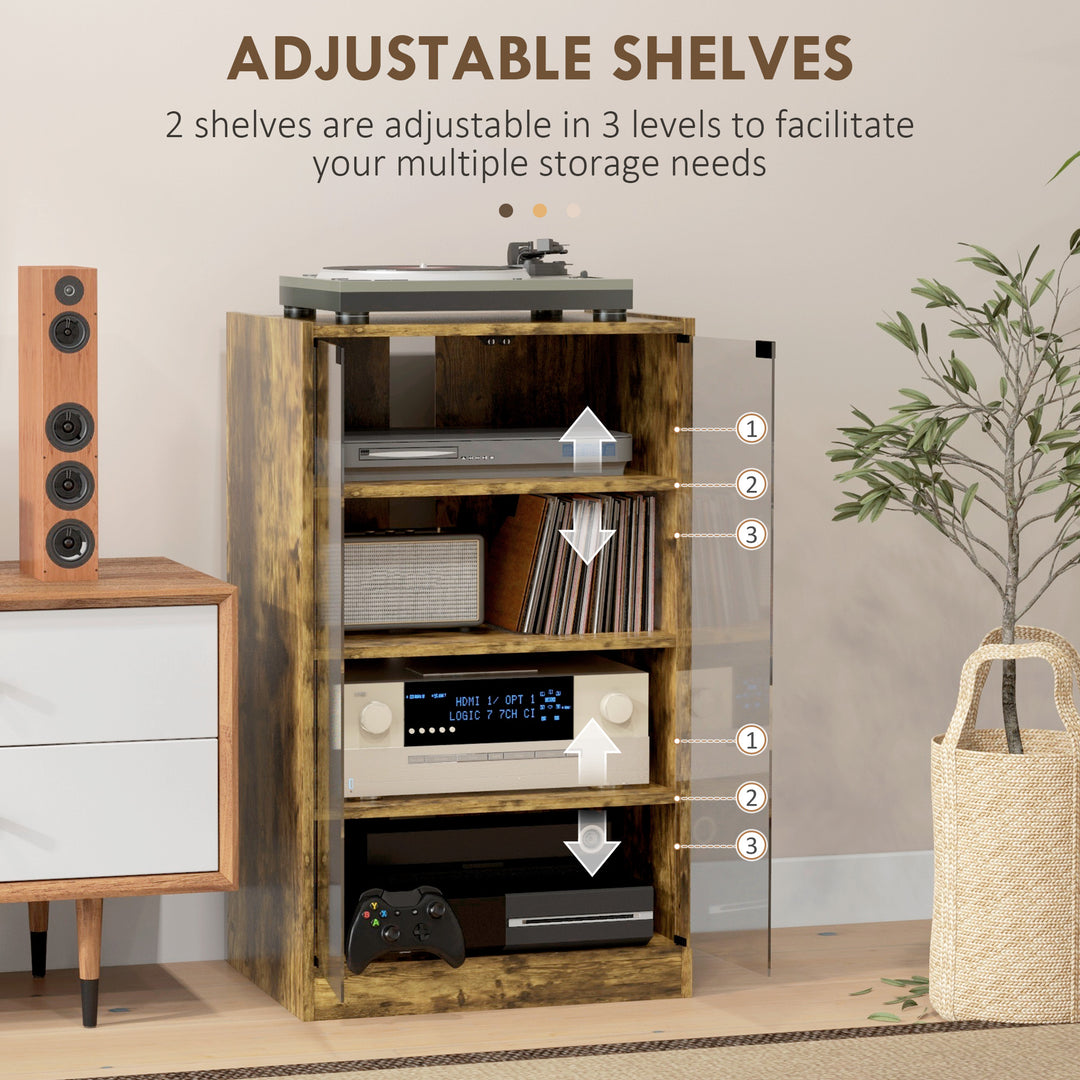 4-Tier Hi-Fi Stand, Record Player Stand with Adjustable Shelves and Pu