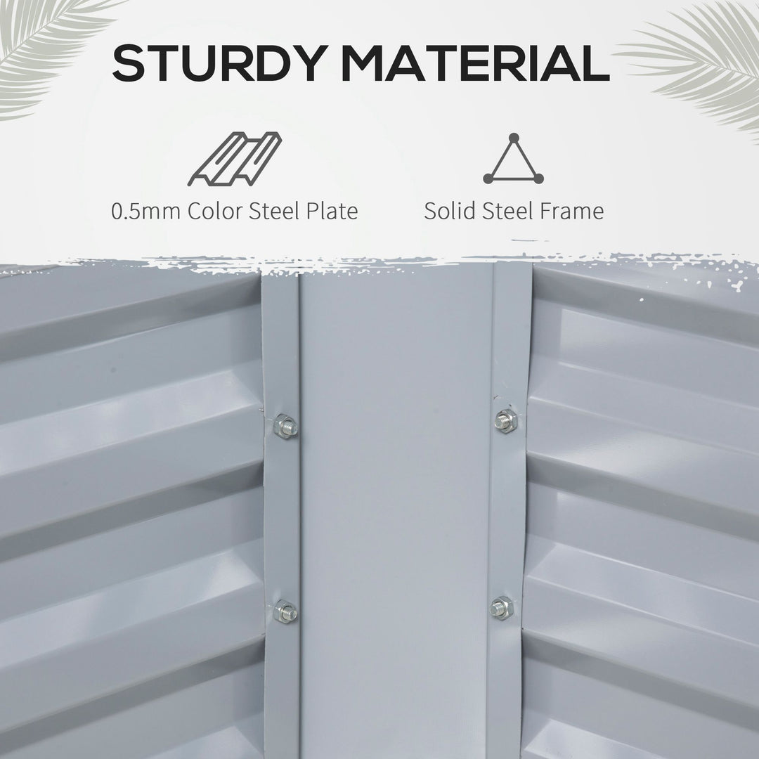 MCL Raised Garden Bed with Greenhouse, Steel Planter Box with Plastic Cover, Roll Up Window, Dual Use for Flowers, Vegetables, Fruits and Herbs, 127L x 95W x 92H cm, Clear