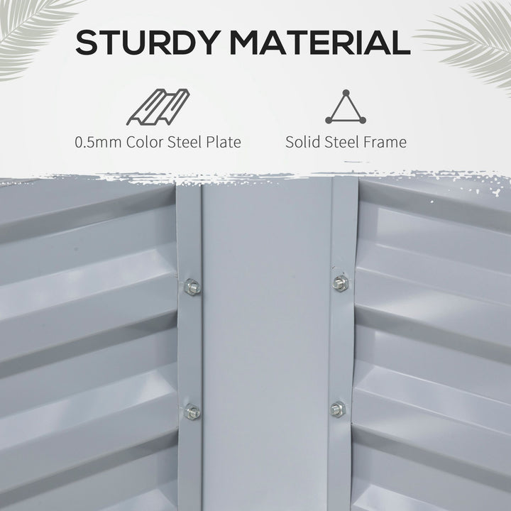 MCL Raised Garden Bed with Greenhouse, Steel Planter Box with Plastic Cover, Roll Up Window, Dual Use for Flowers, Vegetables, Fruits and Herbs, 127L x 95W x 92H cm, Clear