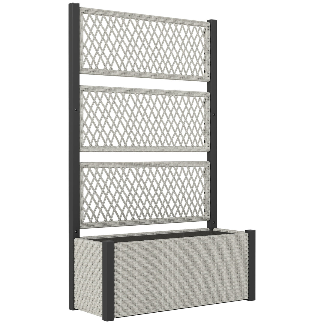 Garden Planter Box with Trellis, Liner for Climbing Plants, Vegetables, Flowers, 90 x 35 x 148 cm, Mixed-grey