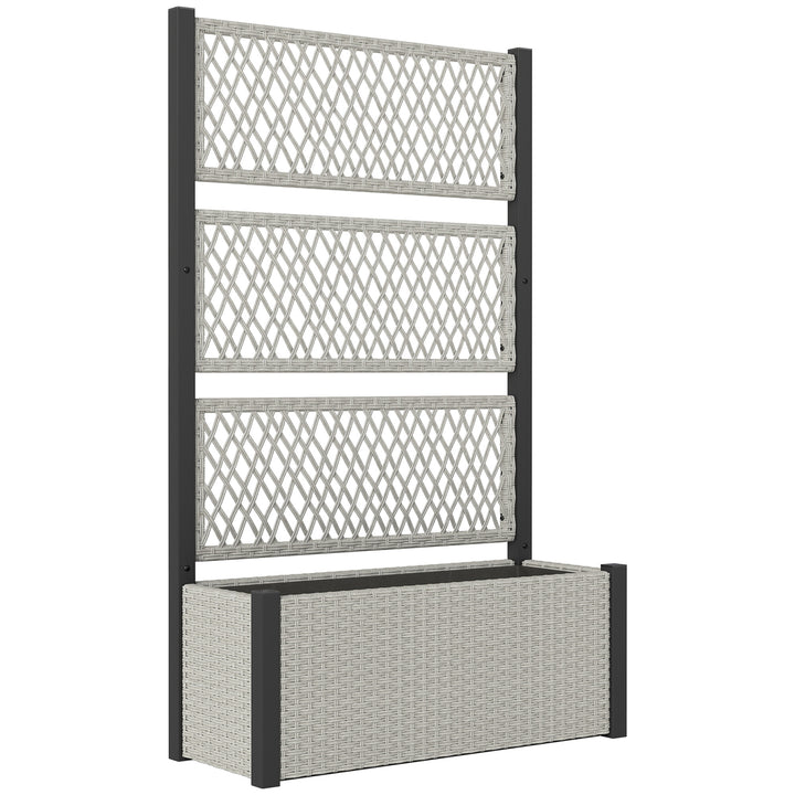 Garden Planter Box with Trellis, Liner for Climbing Plants, Vegetables, Flowers, 90 x 35 x 148 cm, Mixed-grey