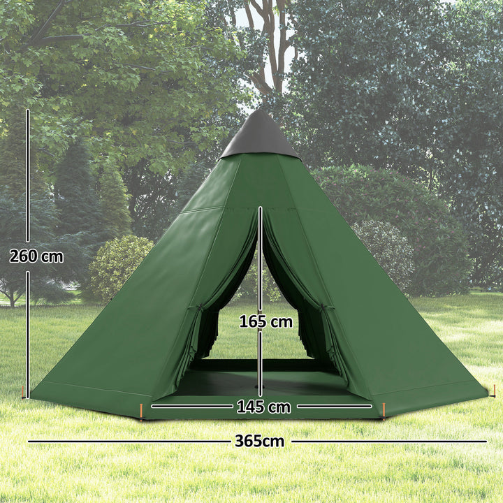 6 Men Tipi Tent with Carry Bag - Green