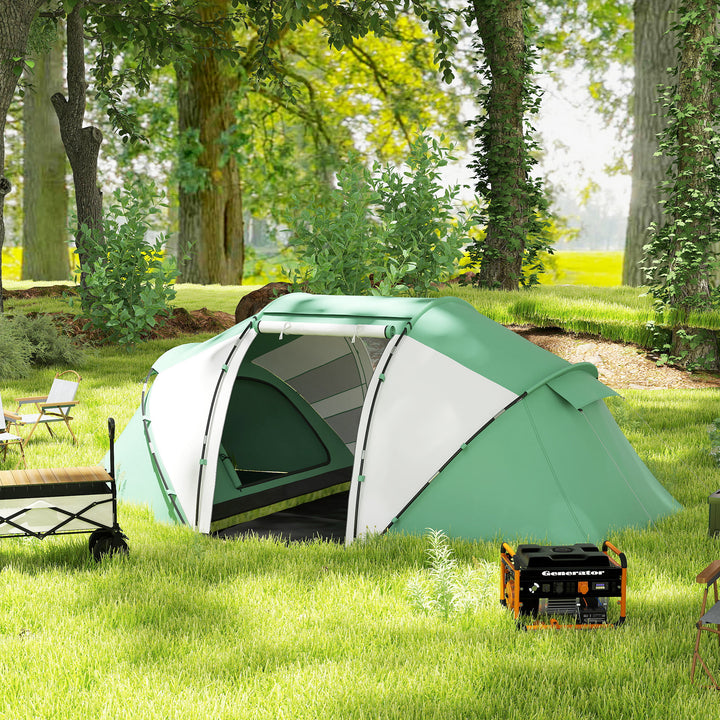 4-6 Man UV Protection Camping Tent - Green and White