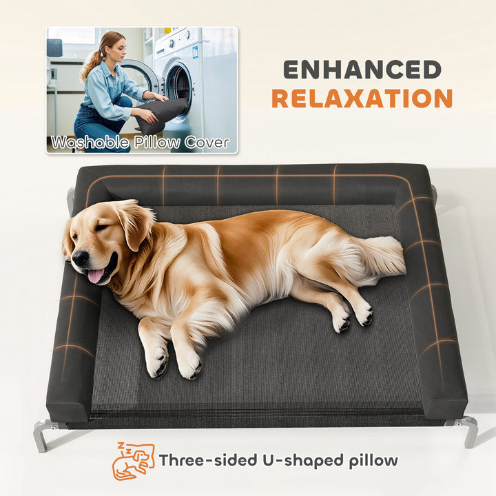 Elevated Dog Bed with Removable Bolsters, Raised Dog Bed for Large Bre