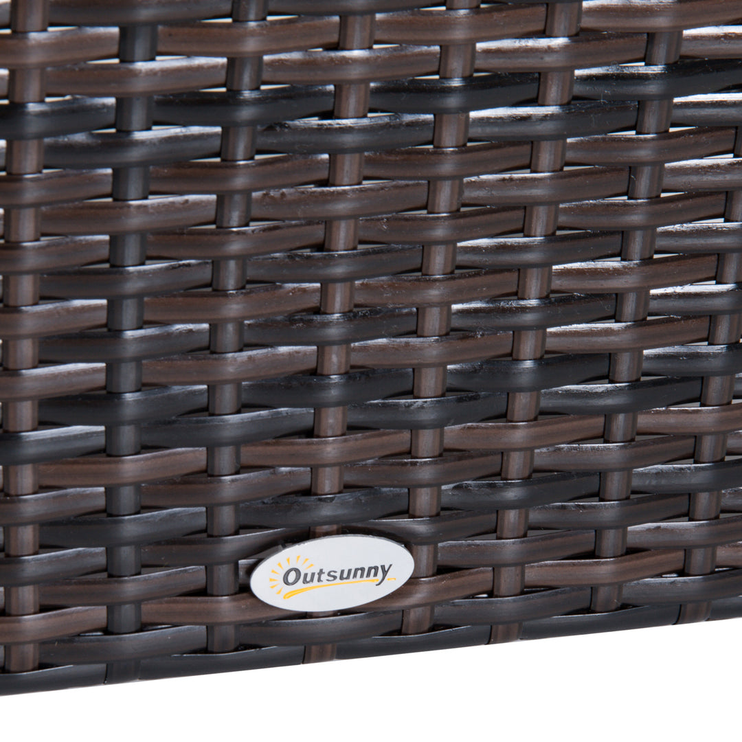 MCL Rattan Footstool Wicker Ottoman with Padded Seat Cushion Outdoor Patio Furniture for Garden Poolside Living Room, 50 x 50 x 35 cm, Brown