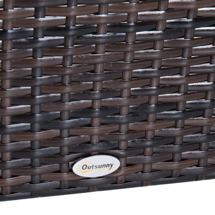 MCL Rattan Footstool Wicker Ottoman with Padded Seat Cushion Outdoor Patio Furniture for Garden Poolside Living Room, 50 x 50 x 35 cm, Brown