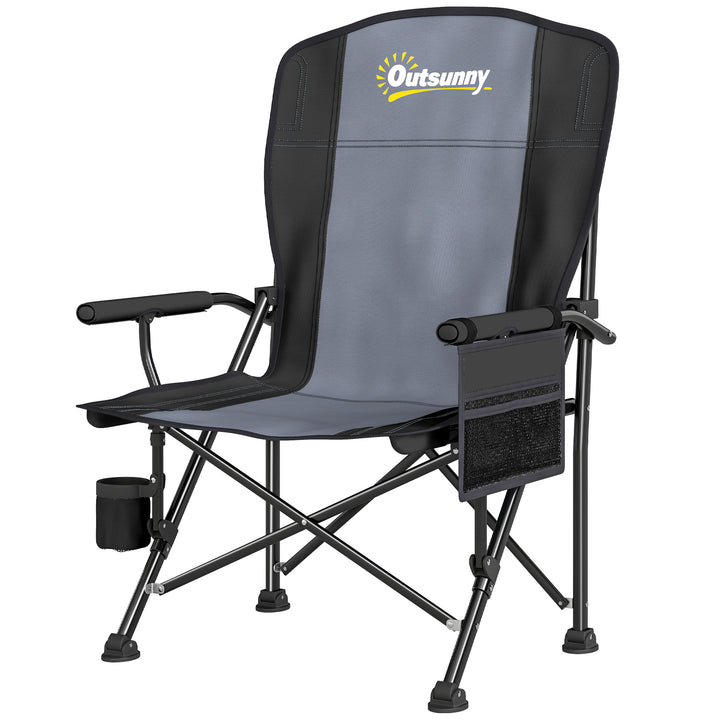 Padded Camping Chair Adults Heavy Duty Folding Chair Side Pocket Cup H