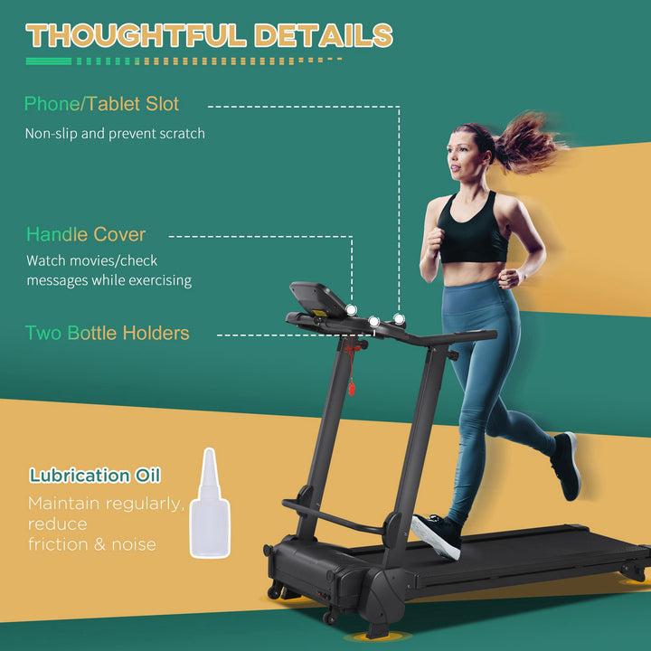 2.5HP 14Km/h Manual Incline Electric Running Machine Motorized Treadmill Folding, MP3 & USB Player, 12 Preset Programs, 5 Speed Shortcut, w/ WIDE RUNNING BELT, LCD Display, Drink Holders