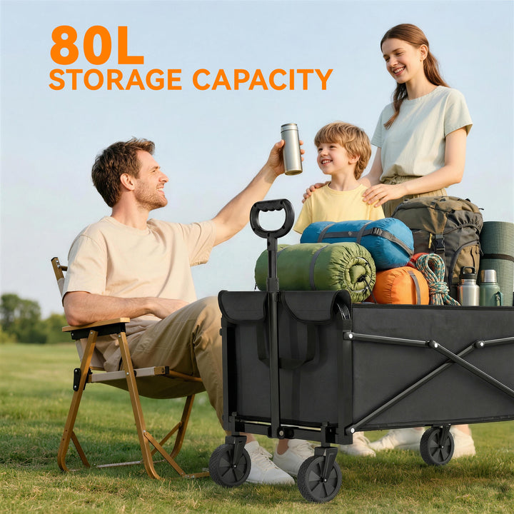 81L Festival Trolley on Wheels, Compact Garden Folding Trolley Cart wi