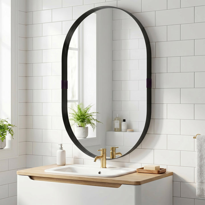 Wall Mirror, Bathroom Mirror with Elevated Aluminium Alloy Frame, 60 x