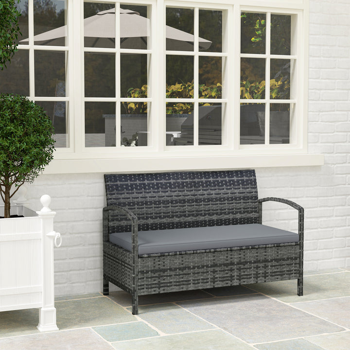 125L Storage Garden Bench, with Cushion - Grey