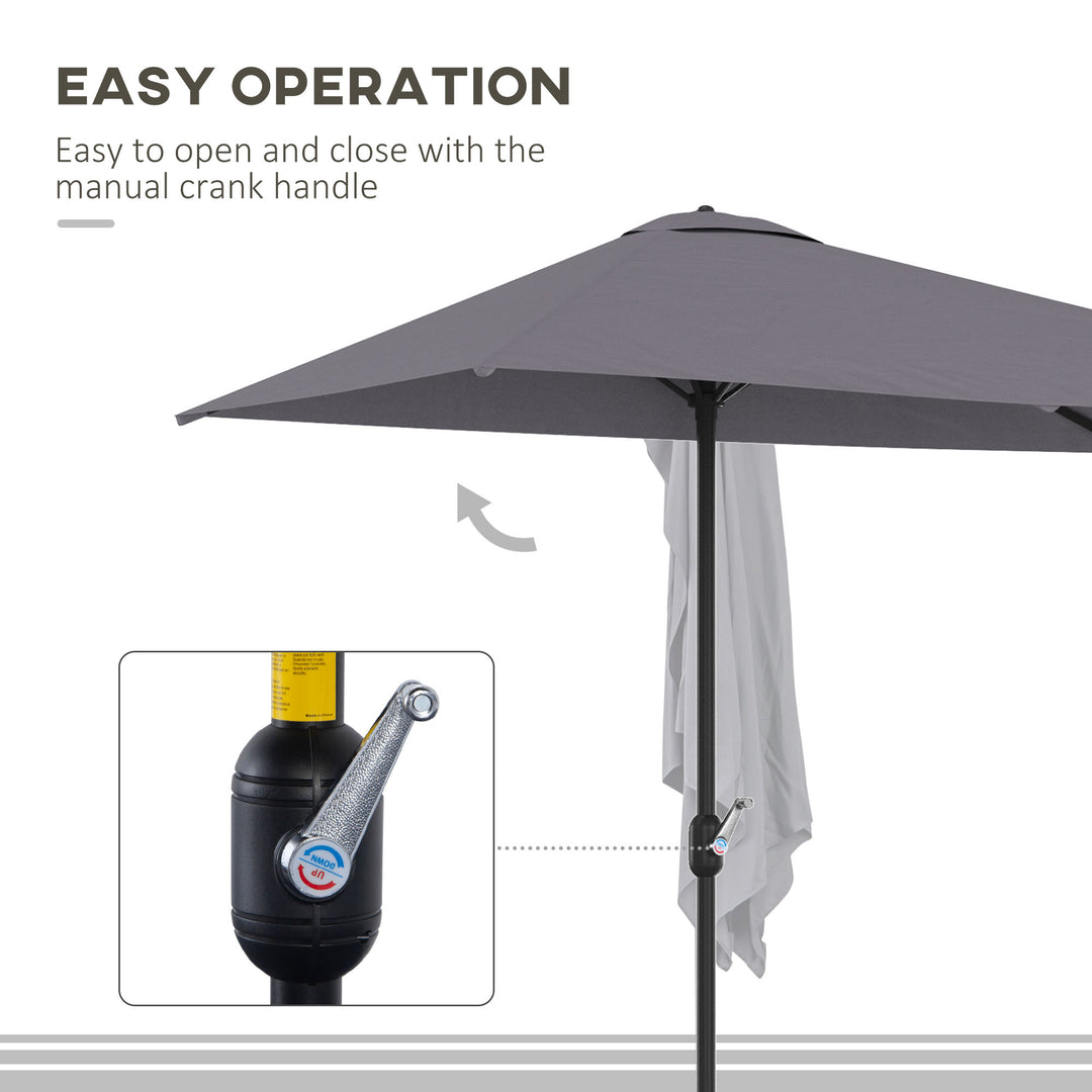 Balcony Half Parasol Semi Round Umbrella Patio Crank Handle (2.3 m, Grey)- NO BASE INCLUDED