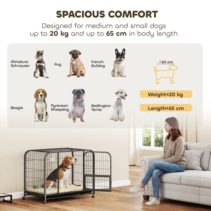 Heavy Duty Dog Crate,93 x 58 x 76 cm, Large Dog Cage for Small to Medi