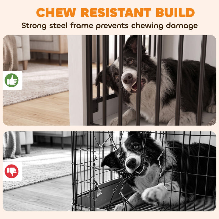 80 cm Dog Crate Furniture with Sliding Barn Door for Medium Dogs - view 6