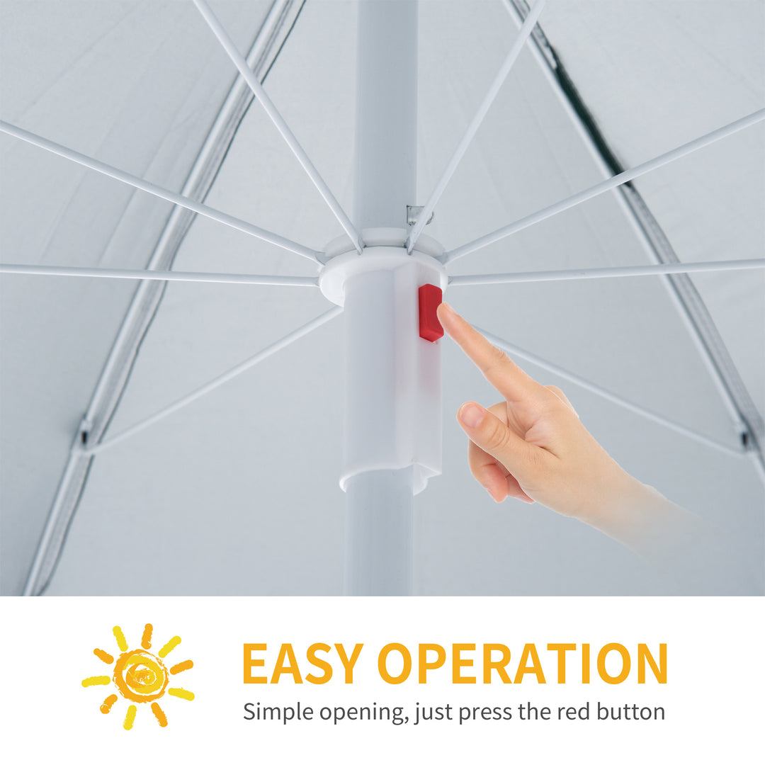 MCL 88" Arc 2.2M Fishing Umbrella Beach Parasol with Sides Brolly Shelter Canopy Shade with FREE Carry Bag Off-White