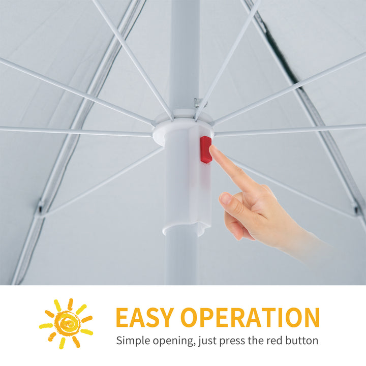 88" Arc 2.2M Fishing Umbrella Beach Parasol with Sides Brolly Shelter Canopy Shade with FREE Carry Bag Off-White