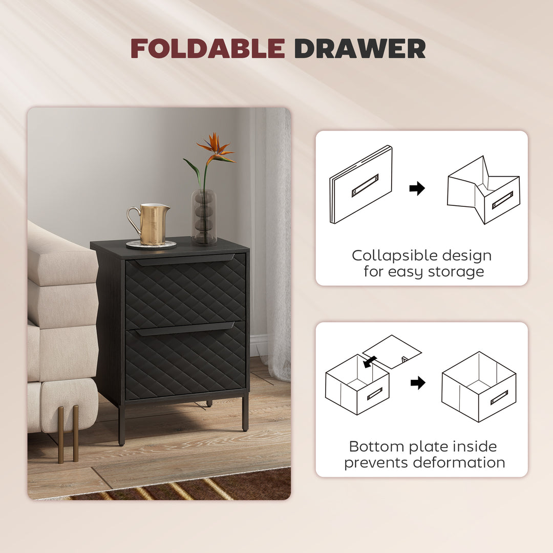 Chest of Drawers, Dresser with 2 Fabric Drawers and Aluminium Handles 