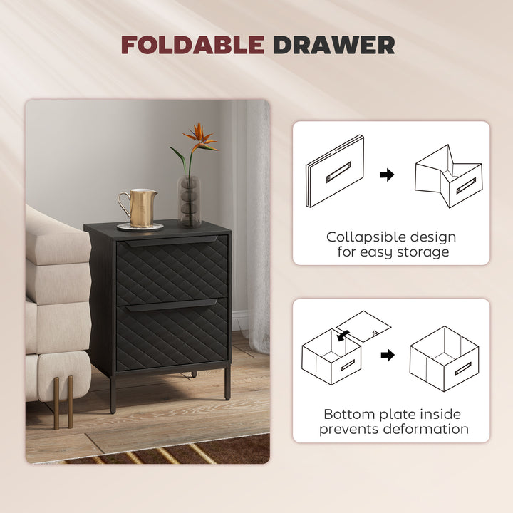 Chest of Drawers, Dresser with 2 Fabric Drawers and Aluminium Handles 
