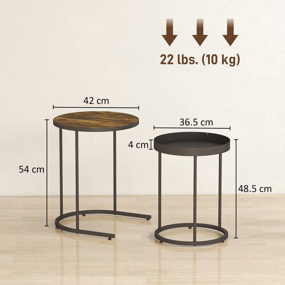 MCL Round Nesting Side Table Set of 2 - Rustic Brown