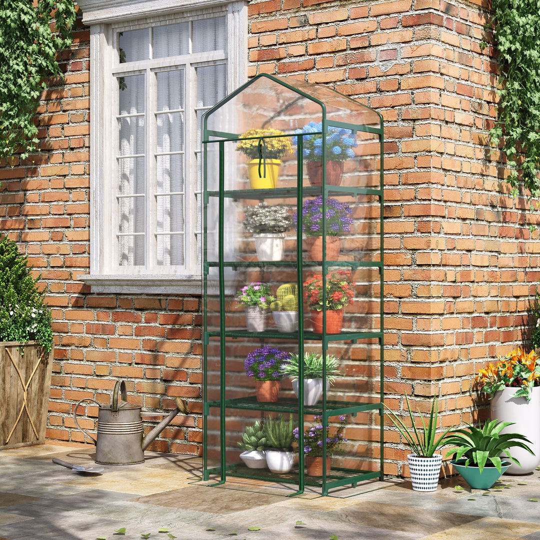 Outsunny Tiered Terrarium: 5-Tier Portable Greenhouse with PVC Cover, Metal Frame for Flourishing Flowers, Transparent Elegance | Aosom UK