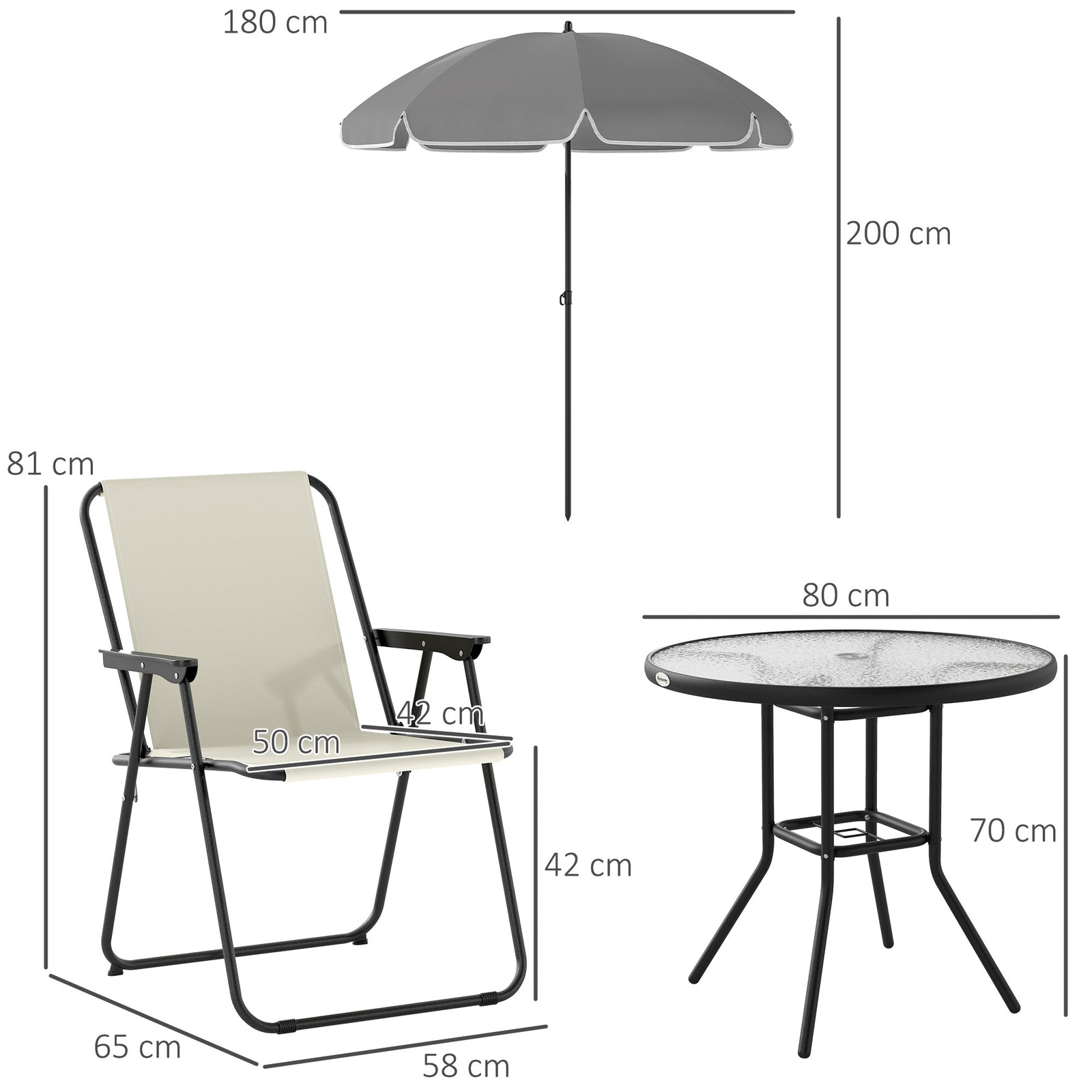 4 Seater Garden Furniture Set, 6 Pieces Garden Table and Chairs with P
