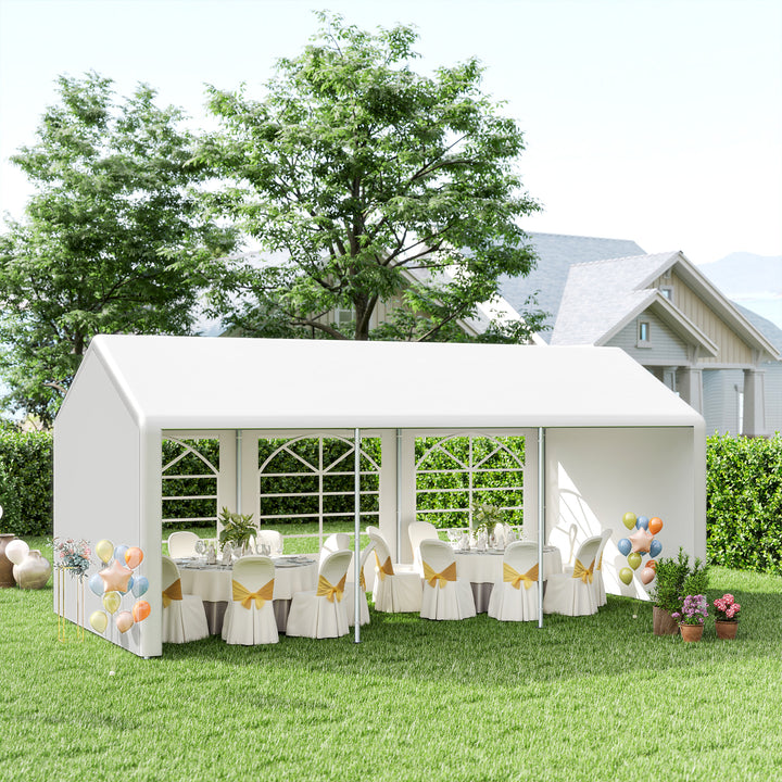MCL 6m x 3m Garden Gazebo Marquee Wedding Shelter Level 4 Wind Protection, White