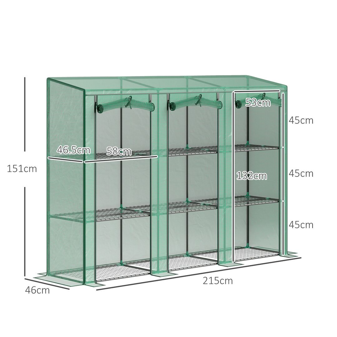 46 x 215 cm Nine-Shelf Greenhouse - Green