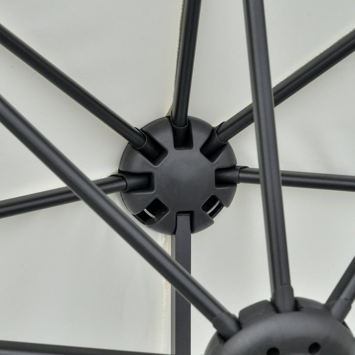 MCL 2m Half Parasol Market Umbrella Garden Balcony Parasol with Crank Handle, Base, Double-Sided Canopy, Cream White