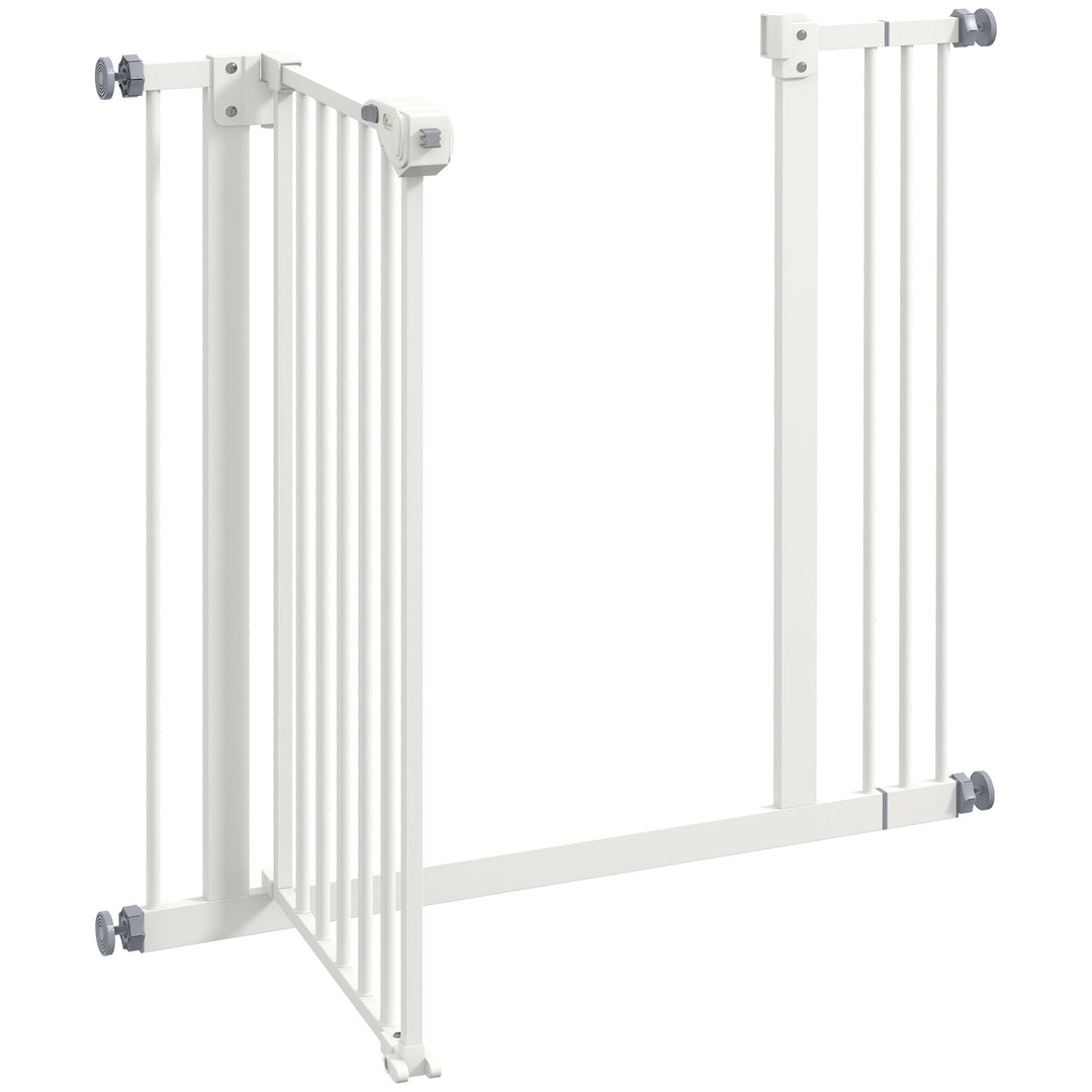 PawHut Metal 74-87cm Wide Adjustable Dog Gate White | Aosom UK