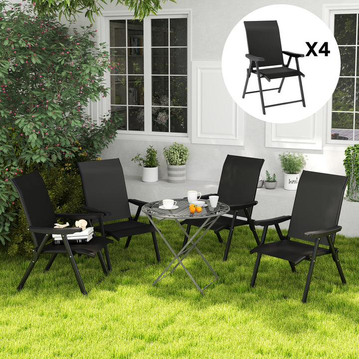 Set of Four Folding Outdoor Chairs - Black