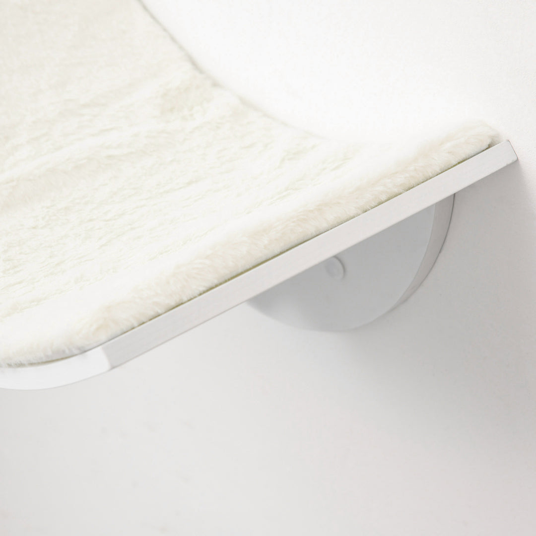 Wood Cat Shelves, Wall-Mounted Cat Shelter, Curved Kitten Bed Perch Climber Furniture 41 x 28 x 21cm White