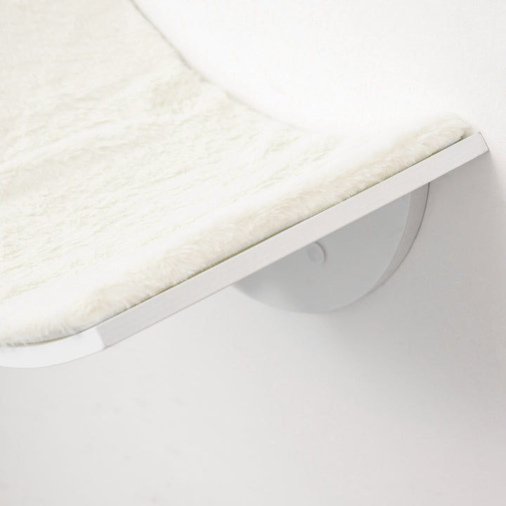 Wood Cat Shelves, Wall-Mounted Cat Shelter, Curved Kitten Bed Perch Climber Furniture 41 x 28 x 21cm White