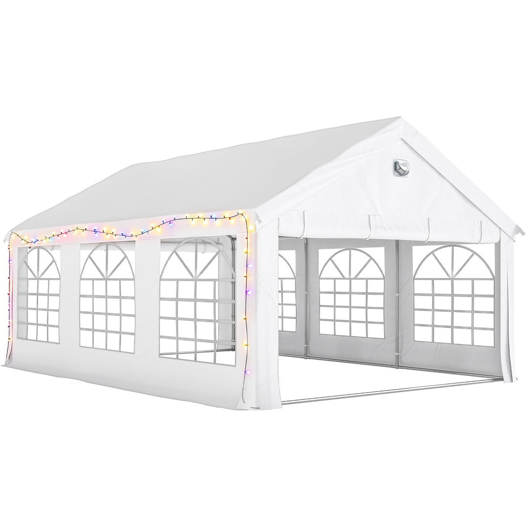 6 x 4 m Party Tent, Heavy Duty Gazebo Canopy with Windows, Outdoor Par